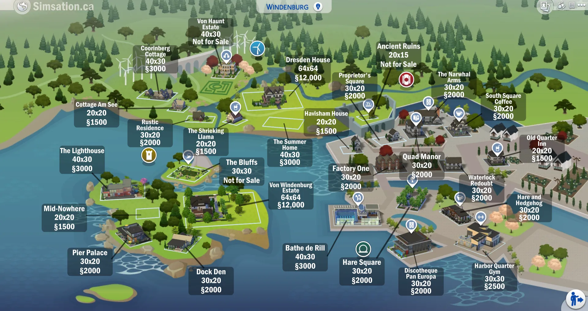 Labelled map of Windenburg